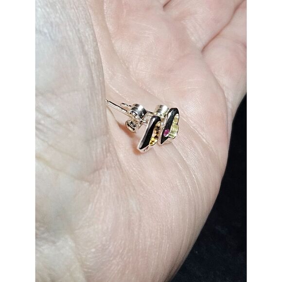 Sterling Silver Open Heart Earrings With Pink Morganite - Picture 2 of 8